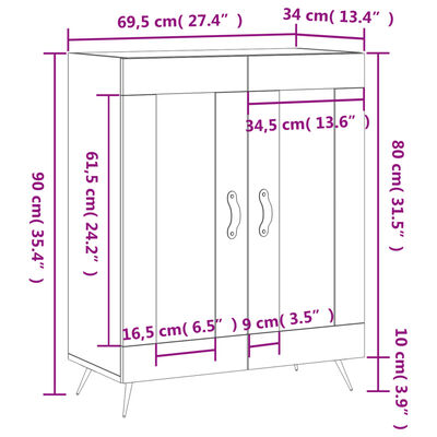 vidaXL Sideboard Grey Sonoma 69.5x34x90 cm Engineered Wood