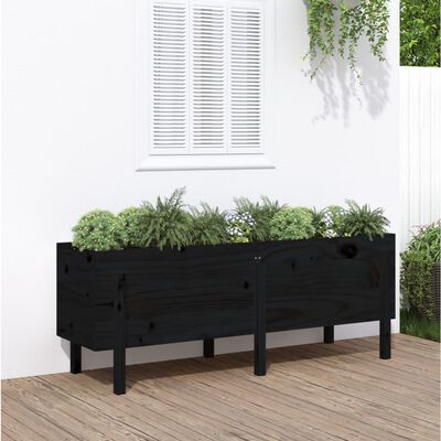 vidaXL Garden Raised Bed Black 160x50x57 cm Solid Wood Pine