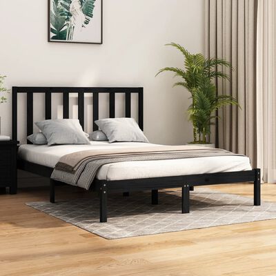 vidaXL Bed Frame without Mattress Black Solid Wood Pine 140x200 cm