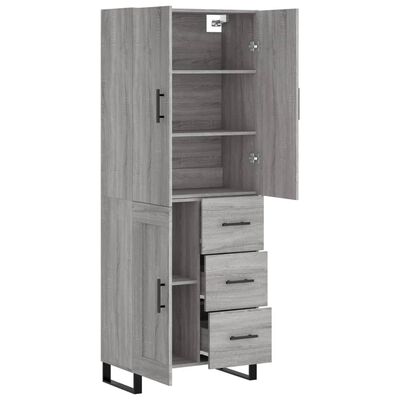 vidaXL Highboard Grey Sonoma 69.5x34x180 cm Engineered Wood