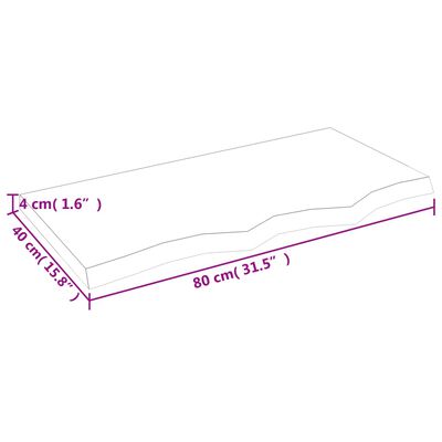 vidaXL Table Top 80x40x(2-4) cm Untreated Solid Wood Oak