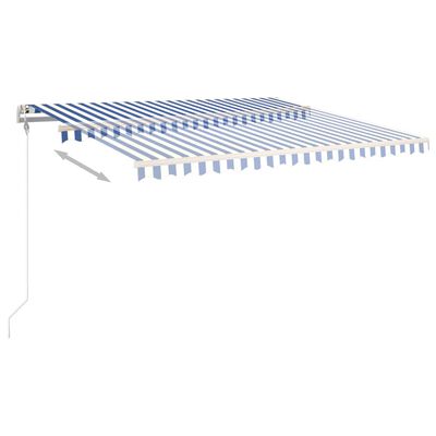 vidaXL Manual Retractable Awning with Posts 4x3 m Blue and White