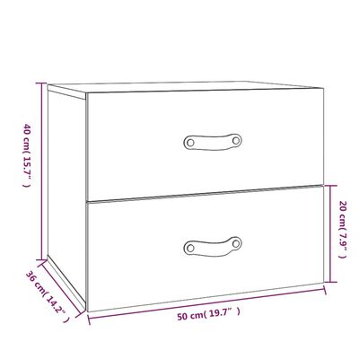 vidaXL Wall-mounted Bedside Cabinets 2 pcs Black 50x36x40 cm