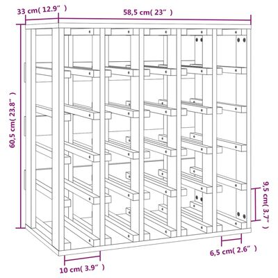 vidaXL Wine Rack 58.5x33x60.5 cm Solid Wood Pine