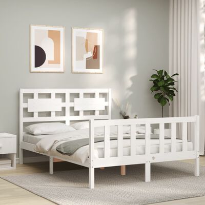 vidaXL Bed Frame without Mattress White 140x200 cm Solid Wood Pine