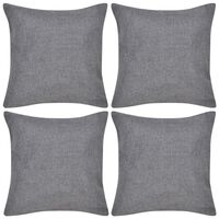 4 Anthracite Cushion Covers Linen-look 50 x 50 cm