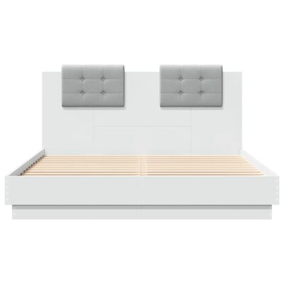 vidaXL Bed Frame with LED without Mattress White 150x200 cm King Size