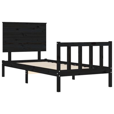 vidaXL Bed Frame without Mattress Black Small Single Solid Wood Pine