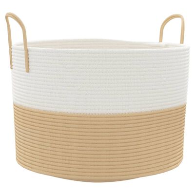 vidaXL Storage Basket Beige and White Ø51x33 cm Cotton