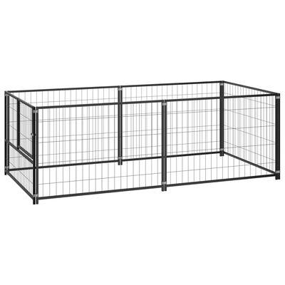 vidaXL Dog Kennel Black 200x100x70 cm Steel