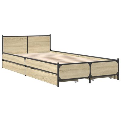 vidaXL Bed Frame with Drawers without Mattress Sonoma Oak 75x190 cm Small Single