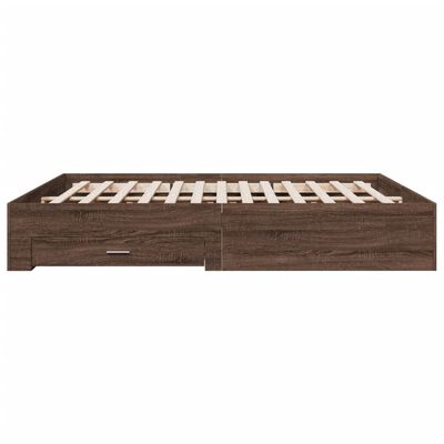 vidaXL Bed Frame with Drawers without Mattress Brown Oak 180x200 cm Super King