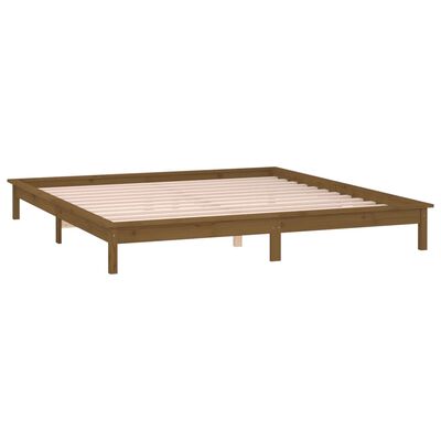 vidaXL LED Bed Frame without Mattress Honey Brown 200x200 cm Solid Wood