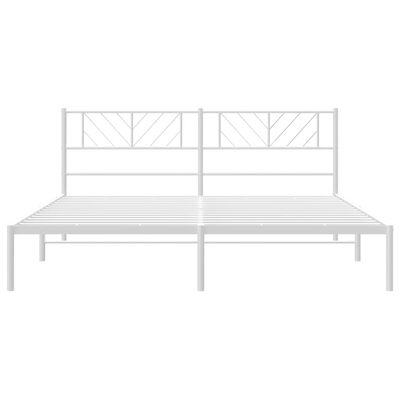 vidaXL Metal Bed Frame without Mattress with Headboard White 193x203 cm