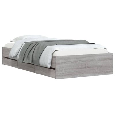 vidaXL Bed Frame with Drawers without Mattress Grey Sonoma 90x190 cm Single