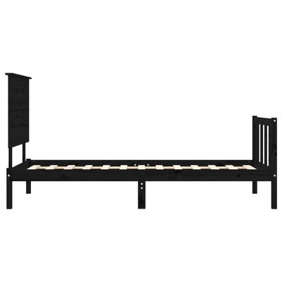 vidaXL Bed Frame without Mattress Black Single Solid Wood Pine