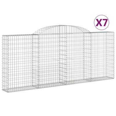 vidaXL Arched Gabion Baskets 7 pcs 300x30x120/140 cm Galvanised Iron