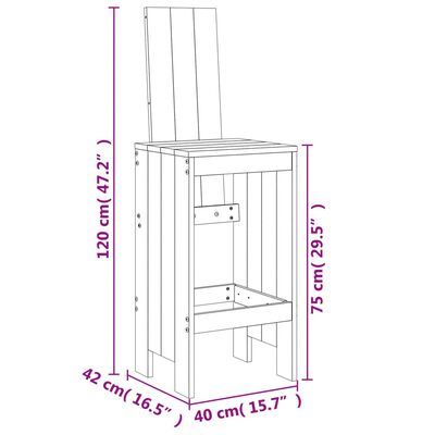 vidaXL Bar Stools 2 pcs 40x42x120 cm Solid Wood Pine