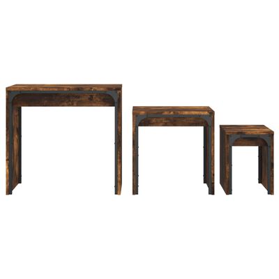 vidaXL Nesting Coffee Tables 3 pcs Smoked Oak Engineered Wood