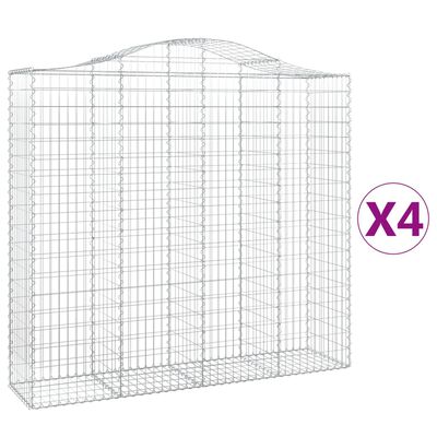 vidaXL Arched Gabion Baskets 4 pcs 200x50x180/200 cm Galvanised Iron