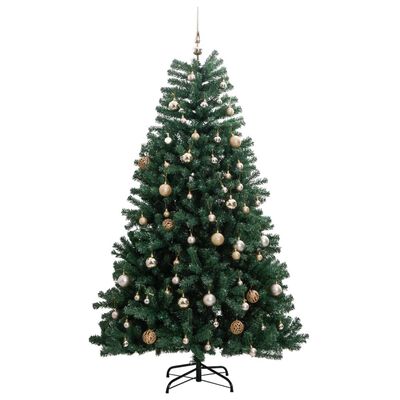 vidaXL Artificial Hinged Christmas Tree 300 LEDs & Ball Set 240 cm