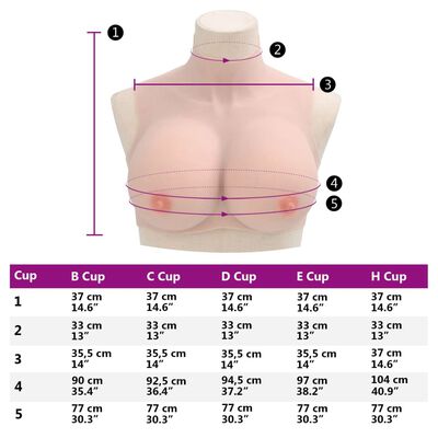 vidaXL Silicone Breastplate Caucasian H Cup