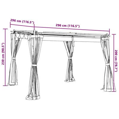 vidaXL Gazebo with Mesh Walls Cream 3x3 m Steel