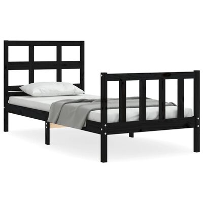 vidaXL Bed Frame without Mattress Black 90x200 cm Solid Wood Pine