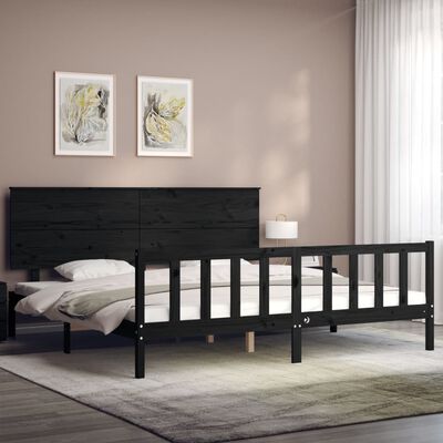 vidaXL Bed Frame without Mattress Black 200x200 cm Solid Wood Pine