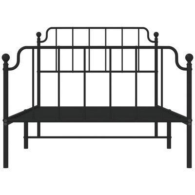 vidaXL Metal Bed Frame without Mattress with Footboard Black 107x203 cm