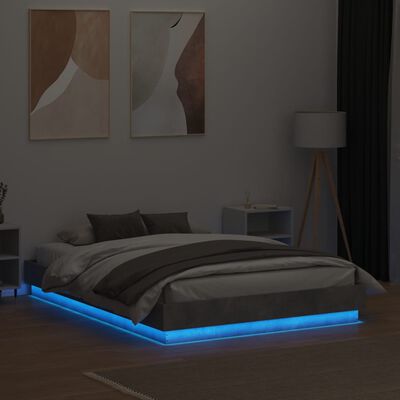 vidaXL Bed Frame with LED without Mattress Concrete Grey 120x190 cm Small Double