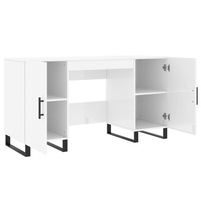 vidaXL Desk High Gloss White 140x50x75 cm Engineered Wood