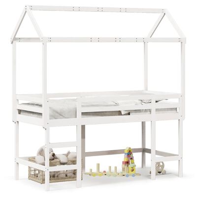 vidaXL Loft Bed with Ladder and Roof without Mattress White 80x200 cm