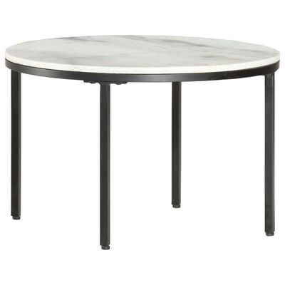 vidaXL Coffee Table White and Black Ø65 cm Real Solid Marble