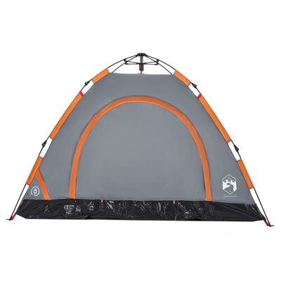 vidaXL Camping Tent 3-Person Grey and Orange Quick Release