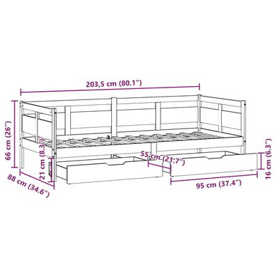 vidaXL Daybed with Drawers without Mattress 80x200 cm Solid Wood