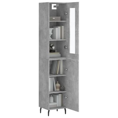 vidaXL Highboard Concrete Grey 34.5x34x180 cm Engineered Wood