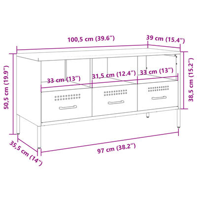 vidaXL TV Cabinet Mustard Yellow 100.5x39x50.5 cm Steel