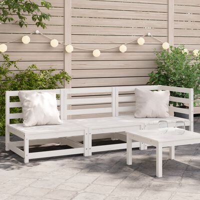 vidaXL Garden Sofa 3-Seater White Solid Wood Pine