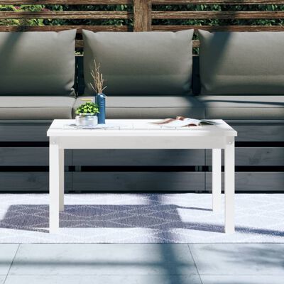 vidaXL Garden Table White 82.5x50.5x45 cm Solid Wood Pine