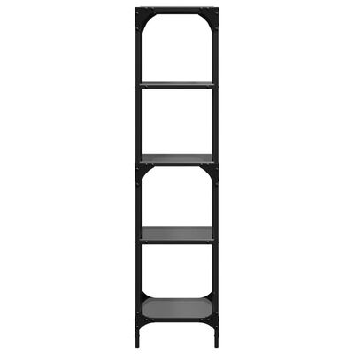 vidaXL Storage Rack with Black Glass Top 40x30x123 cm Steel