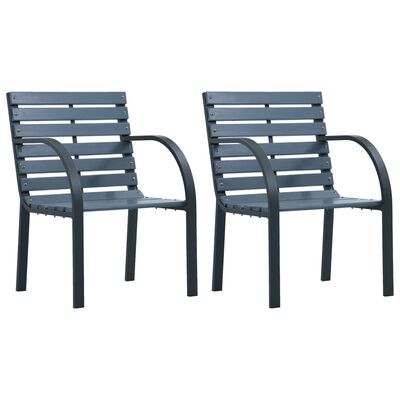 vidaXL Garden Chairs 2 pcs Grey Solid Wood Fir and Powder-coated Steel