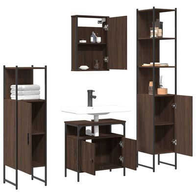 vidaXL 4 Piece Bathroom Furniture Set Brown Oak Engineered Wood