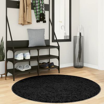 vidaXL Rug OVIEDO Short Pile Black Ø 120 cm