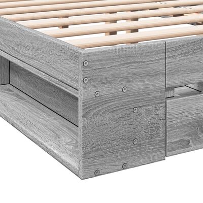 vidaXL Bed Frame with Drawers without Mattress Grey Sonoma 160x200 cm