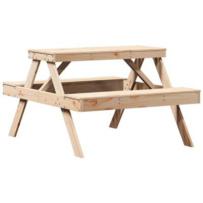 vidaXL Picnic Table 105x134x75 cm Solid Wood Pine