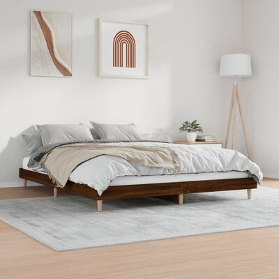 vidaXL Bed Frame without Mattress Brown Oak 200x200 cm Engineered Wood