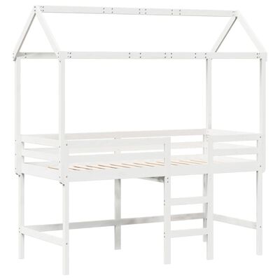 vidaXL Loft Bed with Ladder and Roof without Mattress White 80x200 cm