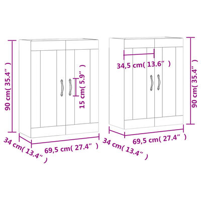 vidaXL Wall Mounted Cabinets 2 pcs High Gloss White Engineered Wood