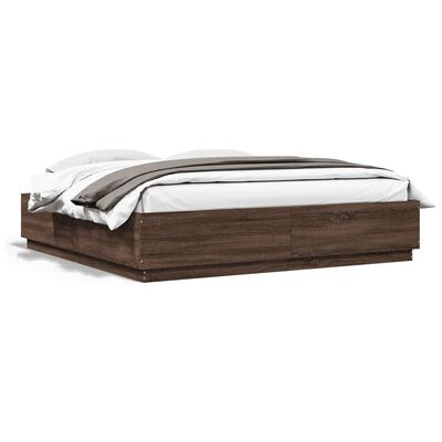 vidaXL Bed Frame without Mattress Brown Oak 180x200 cm Super King